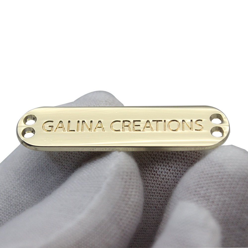 Top Quality Shiny Light Gold Customized Logo Metal Label - Custom Engraved Brand Name Sewing Tags for Bags and Clothes